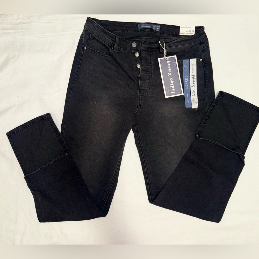 NWT INDIGO JEAN HIGH RISESLIM STRAIGHT RELAXED LEG STRETCH SIZE 13/31